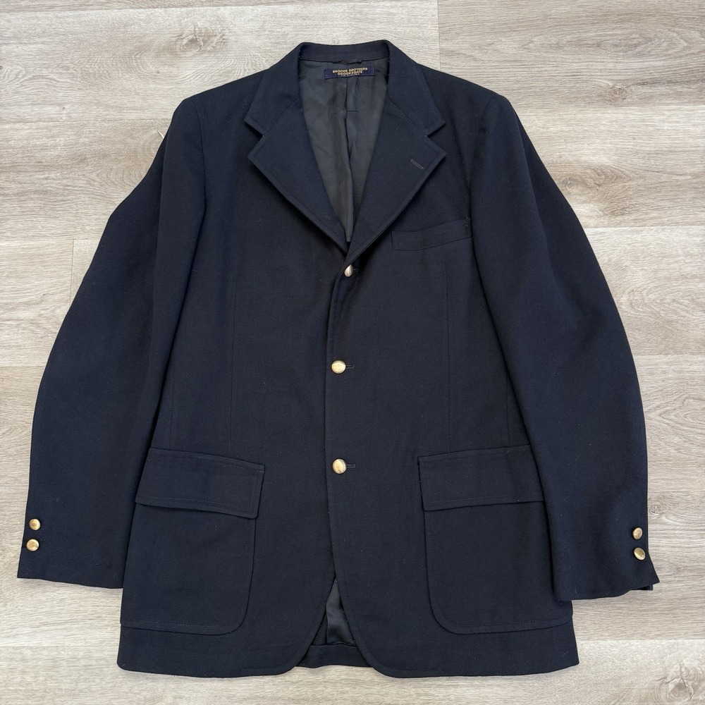 VTG 70s Brooks Brothers Navy Wool Blazer 42R 3 Button Patch Pocket Trad Ivy USA